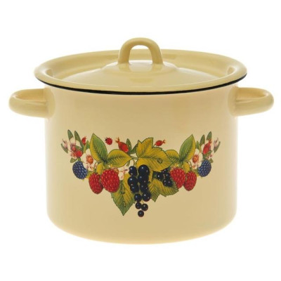 Кастрюля цил. 3.5 л декор палевая с петлей ЭМАЛЬ (СИБ.ТОВАРЫ) С1612П