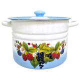 Кастрюля эм. (8л, цилиндр) декор с тониров. с пласт. кнопкой ЭМАЛЬ (СИБ.ТОВАРЫ) С162013