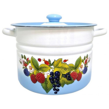 Кастрюля эм. (8л, цилиндр) декор с тониров. с пласт. кнопкой ЭМАЛЬ (СИБ.ТОВАРЫ) С162013