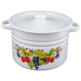 Кастрюля эмал. (8л, цилиндр) деколь с пласт. кнопкой ЭМАЛЬ (СИБ.ТОВАРЫ) С16203