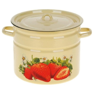 Кастрюля (12.0л, цилиндр) эмал., Клубника садовая, палевая ЭМАЛЬ (СИБ.ТОВАРЫ) С1624П59