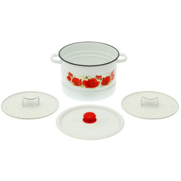 Мантоварка 7.5л эмал. деколь 2 вставки ЭМАЛЬ (СИБ.ТОВАРЫ) С17203-1