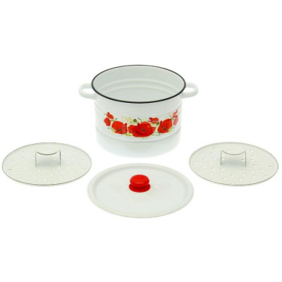 Мантоварка 7.5л эмал. деколь 2 вставки ЭМАЛЬ (СИБ.ТОВАРЫ) С17203-1