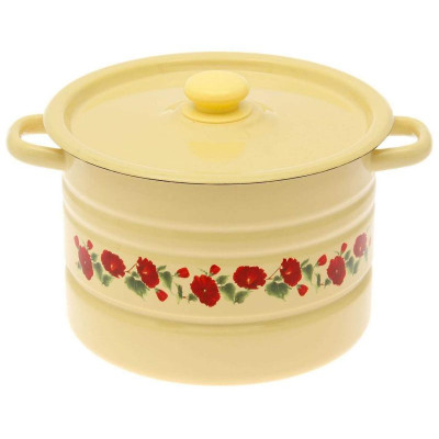 Позница-Мантоварка 7.5л эмал., деколь, 2 вставки, с пласт.кнопкой ЭМАЛЬ (СИБ.ТОВАРЫ) С17203П