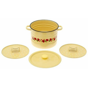 Позница-Мантоварка 7.5л эмал., деколь, 2 вставки, с пласт.кнопкой ЭМАЛЬ (СИБ.ТОВАРЫ) С17203П-1