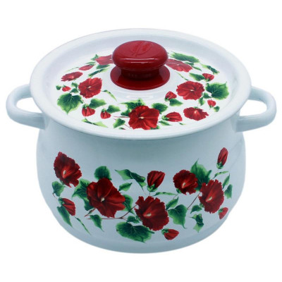 Кастрюля сферическая декор 4.0л эмалированая дек. на кр. ЭМАЛЬ (СИБ.ТОВАРЫ) С191239