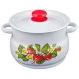 Кастрюля сферическая светлая с деколью 5.5л эмалированная ЭМАЛЬ (СИБ.ТОВАРЫ) С19173