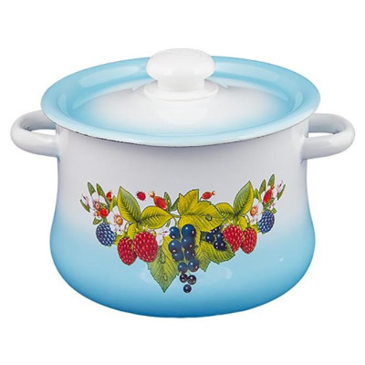 Кастрюля (5.5л, грушевидная) эмал., с пл.кноп. декор с тонир. ЭМАЛЬ (СИБ.ТОВАРЫ) С251713