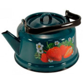 Чайник эмал. 3.5л Клубника садовая, бирюзовый с петлей (закатн.дно) ЭМАЛЬ (СИБ.ТОВАРЫ) С2713Б59