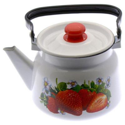 Чайник эмал., 2.3л декор светлый пласт.кнопкой ЭМАЛЬ (СИБ.ТОВАРЫ) С27143