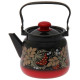 Чайник эм. 3,5л. сфер. декор. красно-черный с кнопкой ЭМАЛЬ (СИБ.ТОВАРЫ) С271638