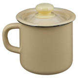 Кружка 1.0л эмалированная, с крышкой, палевая ЭМАЛЬ (СИБ.ТОВАРЫ) С402073П