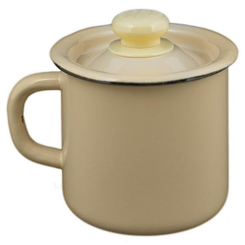 Кружка 1.0л эмалированная, с крышкой, палевая ЭМАЛЬ (СИБ.ТОВАРЫ) С402073П
