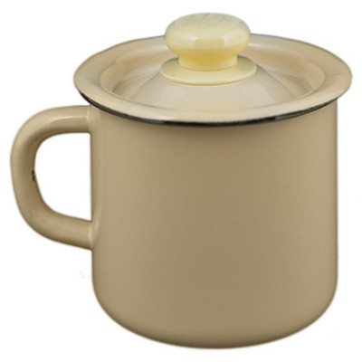 Кружка 1.0л эмалированная, с крышкой, палевая ЭМАЛЬ (СИБ.ТОВАРЫ) С402073П