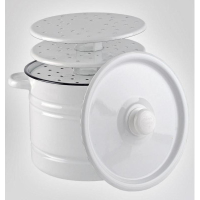 Позница-Мантоварка 7.5л эмал., деколь светлая, 2 вставки ЭМАЛЬ (СИБ.ТОВАРЫ) С417203