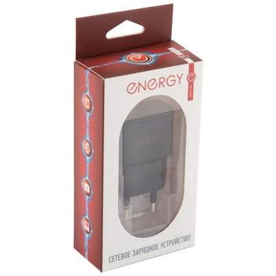 Сетевое зарядное устройство ET-09, 1 USB разъем, черный ENERGY 006384-3