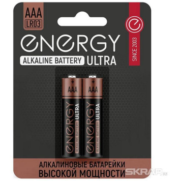 Батарейка алкалиновая Turbo LR03/4B (AAA) (4шт на блистере) ENERGY 107049