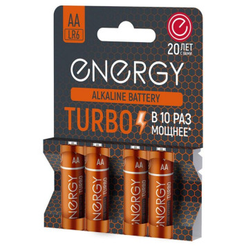 Батарейка алкалиновая Turbo LR6/4B (AA) (4шт на блистере) ENERGY 107051