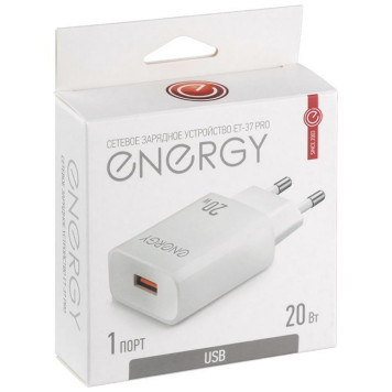 Сетевое зарядное устройство ET-37 PRO, белый ENERGY 109932-3