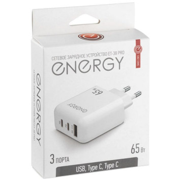 Сетевое зарядное устройство ET-38 PRO, белый ENERGY 109934-2