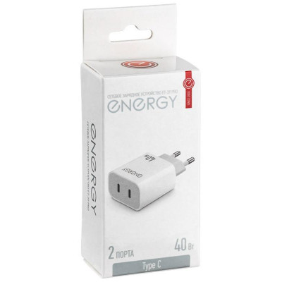 Сетевое зарядное устройство ET-39 PRO, белый ENERGY 109936-3