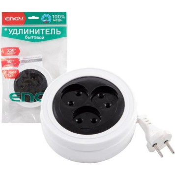 Удлинитель Engy 'Рулетка' 3м/3роз (ШВВП 2х0.75) ENERGY 186709