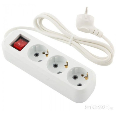 Удлинитель с выключателем Engy 'Гранд' 2м/3роз с заземлением (ПВС 3х0.75) ENERGY 186730