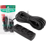 Удлинитель Engy 'Премиум' 10м/3роз (ПВС 2х0.75) черный ENERGY 186742