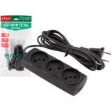 Удлинитель Engy 'Эконом' 3м/3роз (ШВВП 2х0.75) черный ENERGY 186747