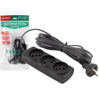 Удлинитель Engy 'Эконом' 5м/3роз (ШВВП 2х0.75) черный ENERGY 186748