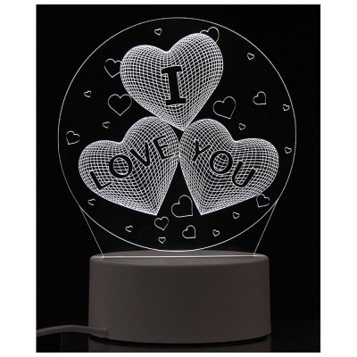 Светильник неоновый 3D Три сердца (106253) ENERGY EN-NL 22