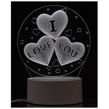 Светильник неоновый 3D Три сердца (106253) ENERGY EN-NL 22-1