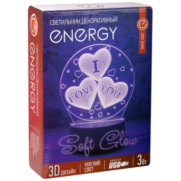 Светильник неоновый 3D Три сердца (106253) ENERGY EN-NL 22-3