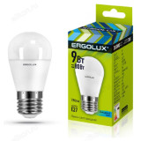 Лампа светодиодная LED E27 G45 9W 4K Ergolux Шар 13177