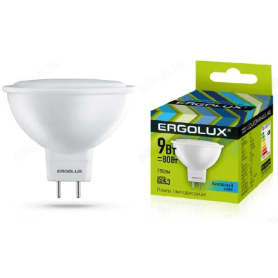 Лампа светодиодная LED GU5.3 JCDR 9W 4K Ergolux 13625