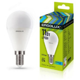 Лампа светодиодная LED E14 G45 11W 4K Ergolux Шар 13628
