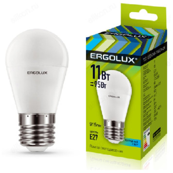 Лампа светодиодная LED E27 G45 11W 4K Ergolux Шар 13631