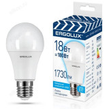 Лампа светодиодная LED E27 A60 18W 4K Ergolux 172-265В 15558