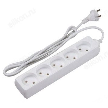 Удлинитель ФАZА FE-05- 500  (5 роз. - 5м, шторки),6А, Макс. нагрузка 1300 Вт