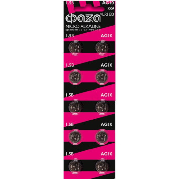 Батарейка AG10 LR1130 389, 1,5V, 70 mAh