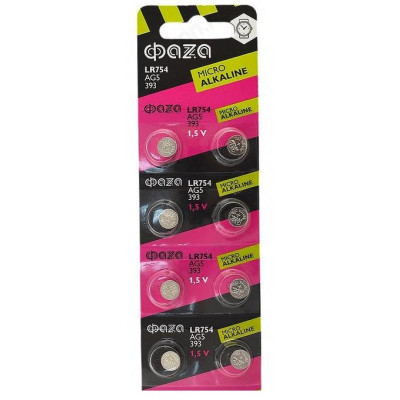Батарейка AG5 LR754 393, 1,5 V, 58 mAh