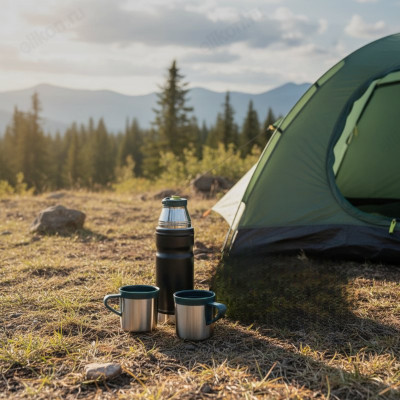 Термос металл FESSLE 5157 0,68 л+2чашки-5