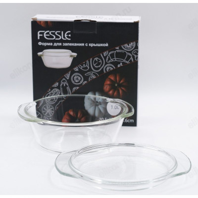 Кастрюля стекло для СВЧ 1л FE-SJB1 с крышкой-4