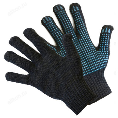 Перчатки вязаные DGC014K с ПВХ-точкой 75 гр черные, Fiberon/200/10