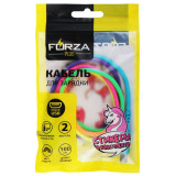 Кабель USB - micro USB 1м 2А FORZA 443-033 стикеры в комплекте, цвет радуга