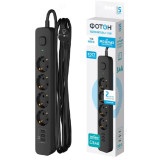 Удлинитель ФОТОН 16-24ЕS-USB/A3 4гн/2м 25725 чёрный
