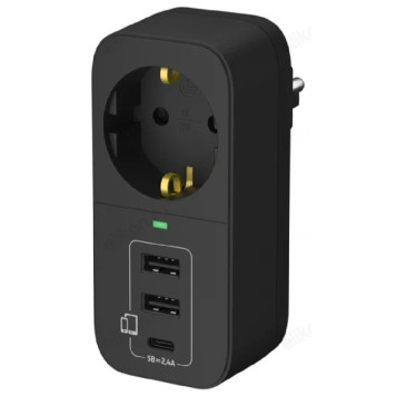 Адаптер сетевой ФОТОН AM 16-1E-USB-A2C1 25727 чёрный