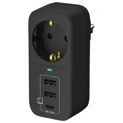 Адаптер сетевой ФОТОН AM 16-1E-USB-A2C1 25727 чёрный