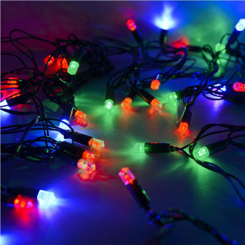 Гирлянда светодиодная рисовая RL-540M, 5м, 40LED, мультицв., темно-зел. шнур 0,7м, контрол., Funray-2