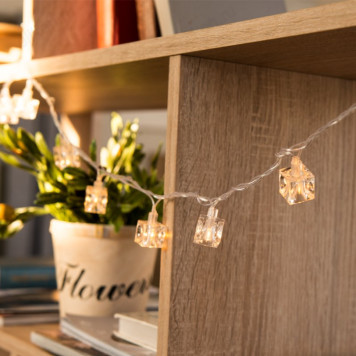 Гирлянда светодиодная Кубики, SE-CUBE-440WW, 220В, 4м, 40LED, теплый белый, прозр шнур 3м, Funray-2